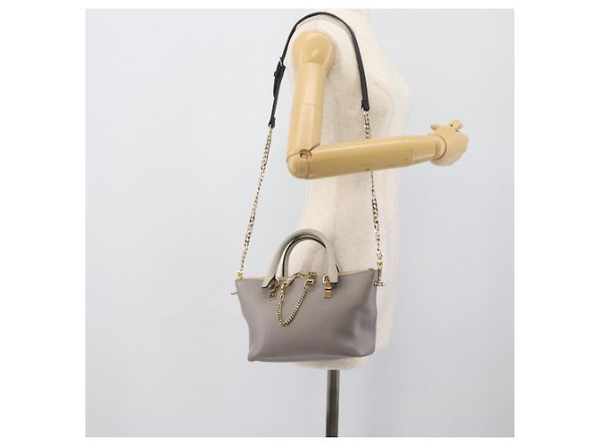 Chloé Borsa a mano Chloe in pelle 2way Grigio Oro Auth bs36618A Marrone D'oro - vista 23