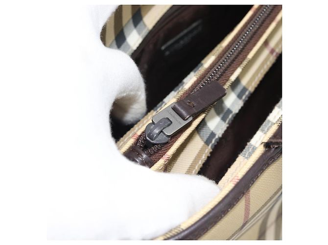 Borsa a mano BURBERRY Nova Check PVC Leather Beige Auth BA14734A - vista 10