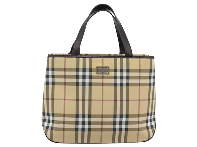 Borsa a mano BURBERRY Nova Check PVC Leather Beige Auth BA14734A - vista 13