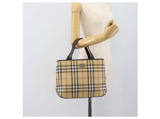 Borsa a mano BURBERRY Nova Check PVC Leather Beige Auth BA14734A - vista 18