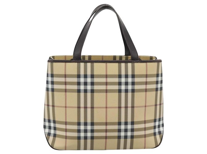 Borsa a mano BURBERRY Nova Check PVC Leather Beige Auth BA14734A - vista 2