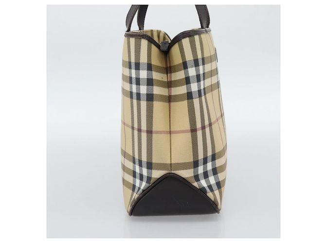 Borsa a mano BURBERRY Nova Check PVC Leather Beige Auth BA14734A - vista 3