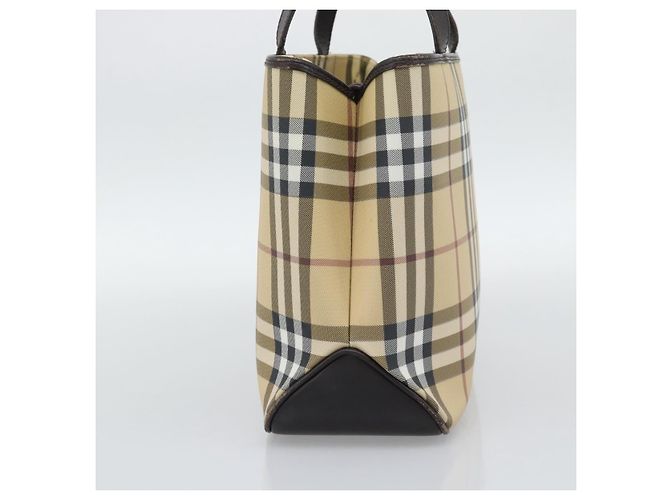 Borsa a mano BURBERRY Nova Check PVC Leather Beige Auth BA14734A - vista 4