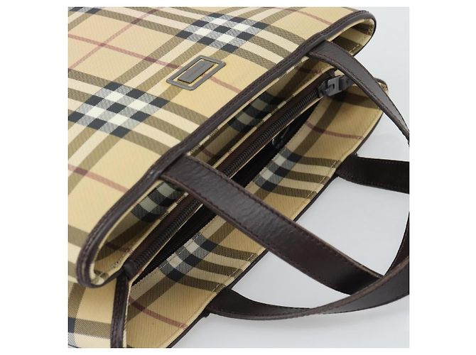 Borsa a mano BURBERRY Nova Check PVC Leather Beige Auth BA14734A - vista 5