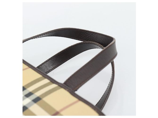 Borsa a mano BURBERRY Nova Check PVC Leather Beige Auth BA14734A - vista 7