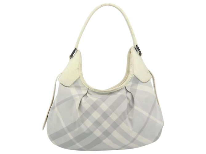BURBERRY Nova Check Handtasche PVC Hellblau Silber Auth bs36591 - Ansicht 13