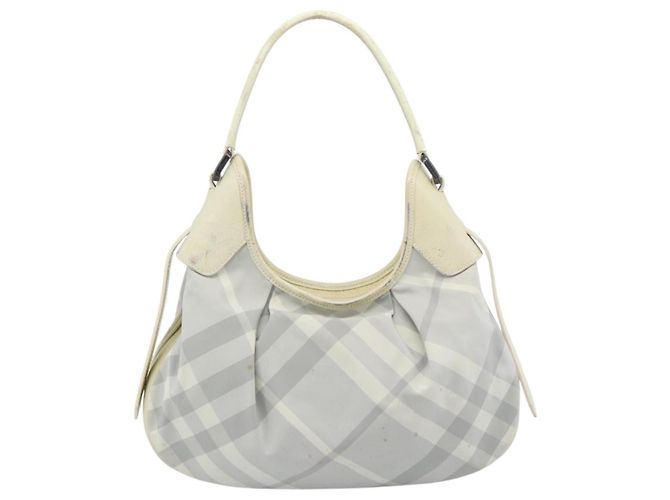 BURBERRY Nova Check Handtasche PVC Hellblau Silber Auth bs36591 - Ansicht 2
