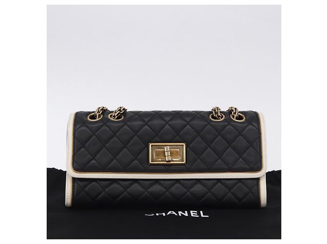 Borsa a tracolla CHANEL Chain Matelasse 2.55 Lamb Skin Black Gold CC Auth 194876V Nero D'oro - vista 12