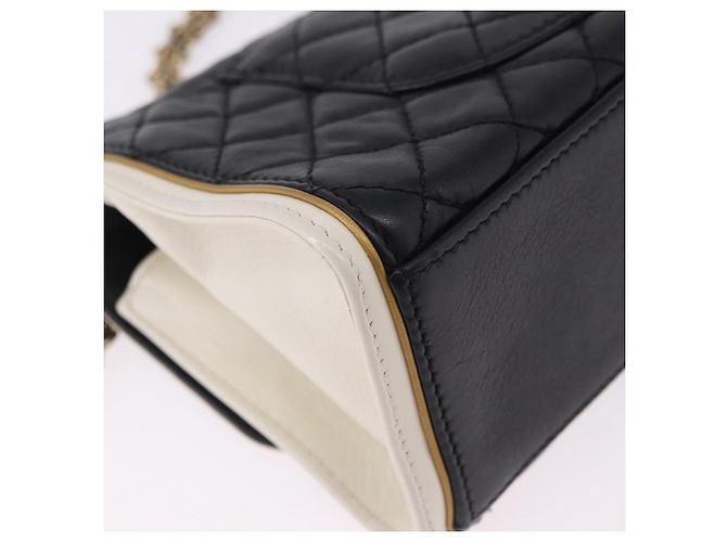 Borsa a tracolla CHANEL Chain Matelasse 2.55 Lamb Skin Black Gold CC Auth 194876V Nero D'oro - vista 15