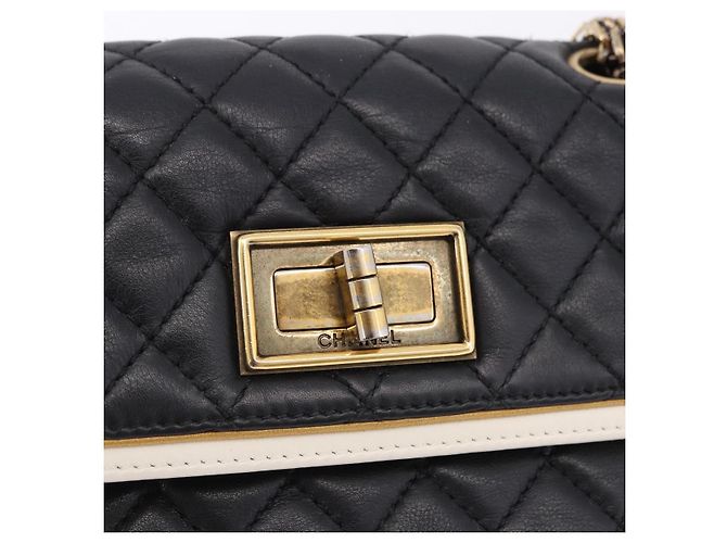 Borsa a tracolla CHANEL Chain Matelasse 2.55 Lamb Skin Black Gold CC Auth 194876V Nero D'oro - vista 17