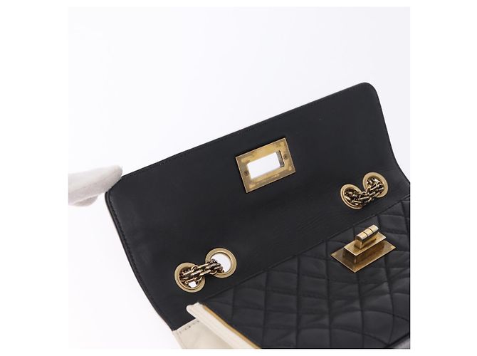 Borsa a tracolla CHANEL Chain Matelasse 2.55 Lamb Skin Black Gold CC Auth 194876V Nero D'oro - vista 19