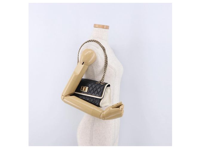 Borsa a tracolla CHANEL Chain Matelasse 2.55 Lamb Skin Black Gold CC Auth 194876V Nero D'oro - vista 25