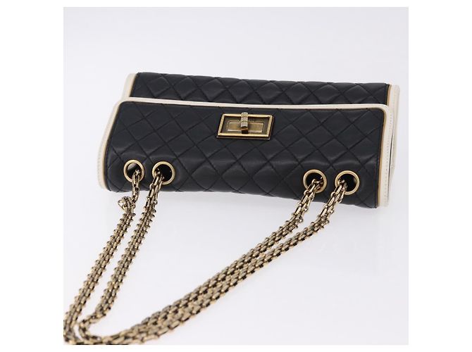Borsa a tracolla CHANEL Chain Matelasse 2.55 Lamb Skin Black Gold CC Auth 194876V Nero D'oro - vista 6