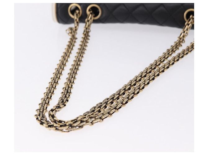 Borsa a tracolla CHANEL Chain Matelasse 2.55 Lamb Skin Black Gold CC Auth 194876V Nero D'oro - vista 7