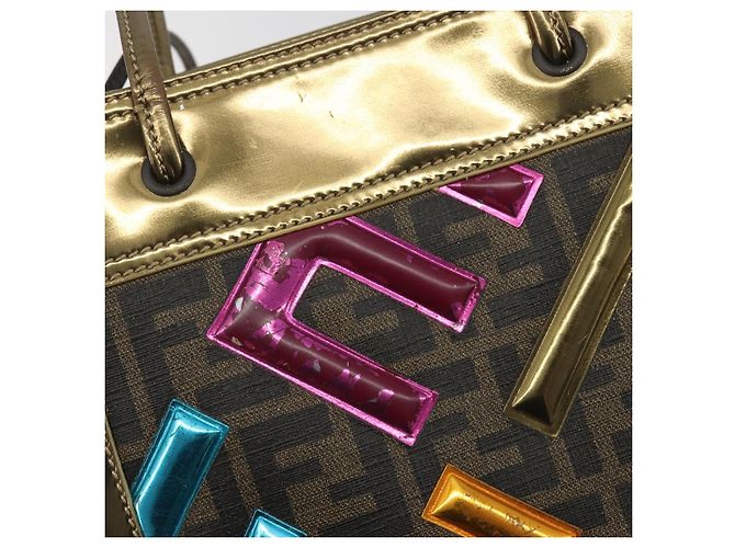 FENDI Zucca Tote Bag PVC Leder Brown Gold Tone 8BH189 Auth BA14632 - Ansicht 10