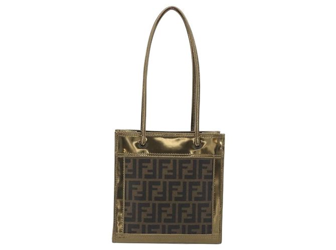 FENDI Zucca Tote Bag PVC Leder Brown Gold Tone 8BH189 Auth BA14632 - Ansicht 2