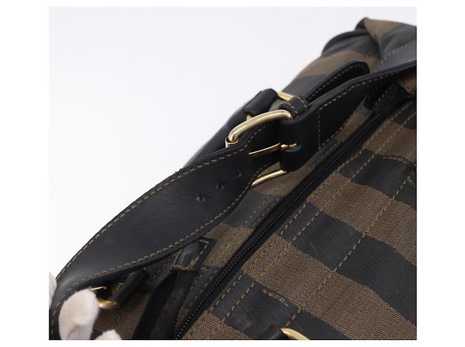 Pequin FENDI Boston Bag aus Pecan Canvas 2way Schwarz Goldfarben Authentisch ep15183 - Ansicht 10