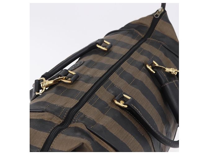 Pequin FENDI Boston Bag aus Pecan Canvas 2way Schwarz Goldfarben Authentisch ep15183 - Ansicht 11