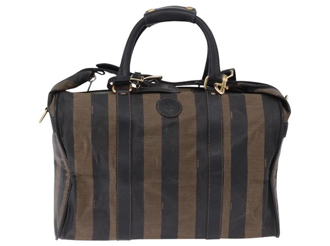 Pequin FENDI Boston Bag aus Pecan Canvas 2way Schwarz Goldfarben Authentisch ep15183 - Ansicht 13