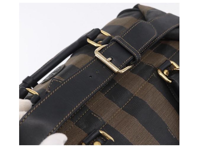 Pequin FENDI Boston Bag aus Pecan Canvas 2way Schwarz Goldfarben Authentisch ep15183 - Ansicht 19