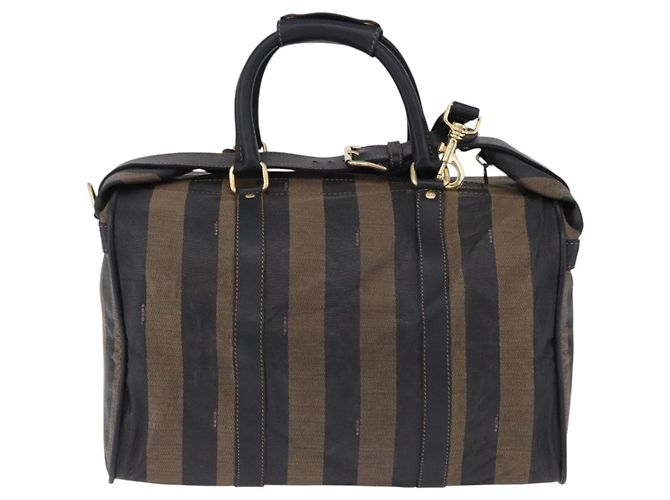 Pequin FENDI Boston Bag aus Pecan Canvas 2way Schwarz Goldfarben Authentisch ep15183 - Ansicht 2