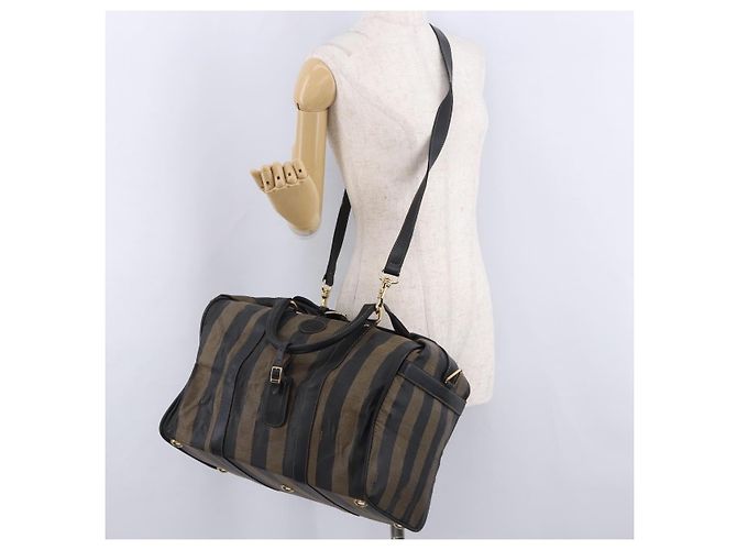 Pequin FENDI Boston Bag aus Pecan Canvas 2way Schwarz Goldfarben Authentisch ep15183 - Ansicht 27