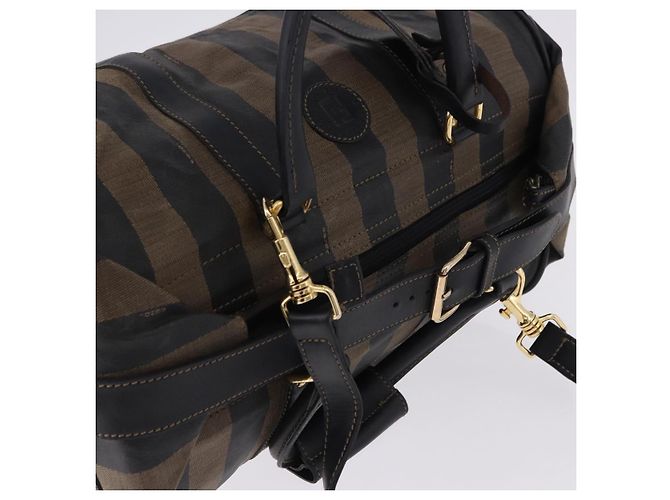 Pequin FENDI Boston Bag aus Pecan Canvas 2way Schwarz Goldfarben Authentisch ep15183 - Ansicht 6