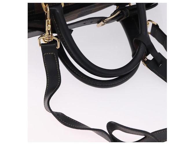 Pequin FENDI Boston Bag aus Pecan Canvas 2way Schwarz Goldfarben Authentisch ep15183 - Ansicht 7
