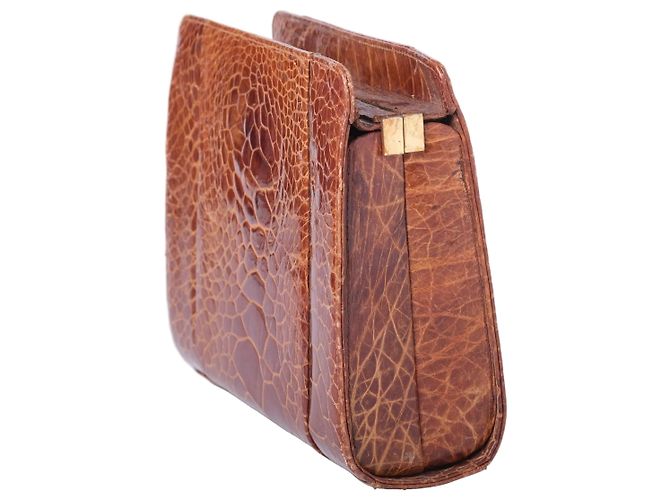 Autre Marque Borsa strutturata in pelle goffrata Collection Privèe Cognac Marrone - vista 2