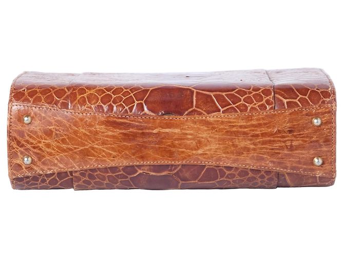 Autre Marque Borsa strutturata in pelle goffrata Collection Privèe Cognac Marrone - vista 4
