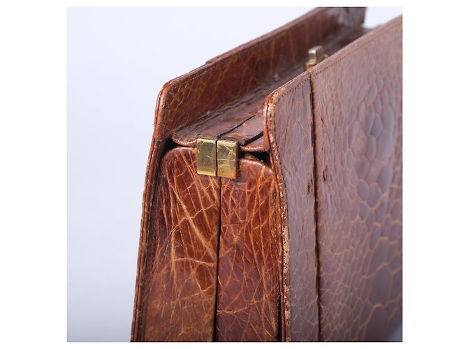 Autre Marque Borsa strutturata in pelle goffrata Collection Privèe Cognac Marrone - vista 5
