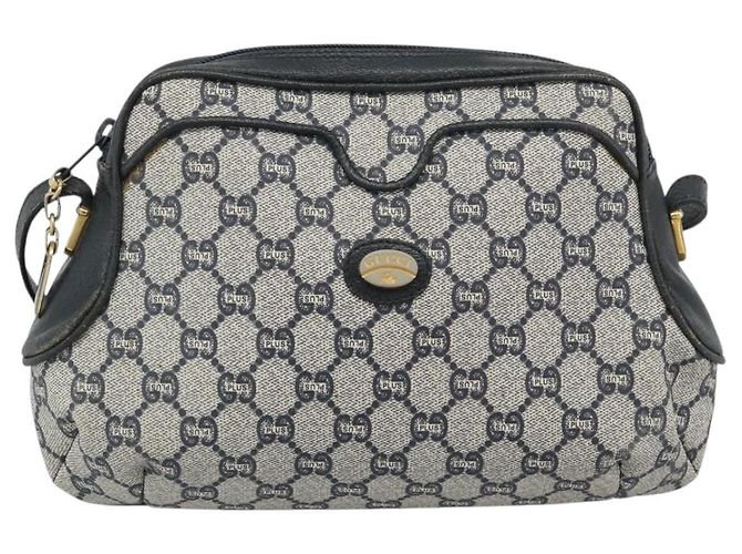 Borsa a tracolla GUCCI GG Supreme PVC Navy Gold Auth 193574 D'oro Blu navy - vista 13