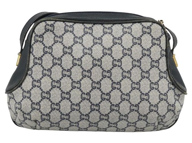 Borsa a tracolla GUCCI GG Supreme PVC Navy Gold Auth 193574 D'oro Blu navy - vista 2