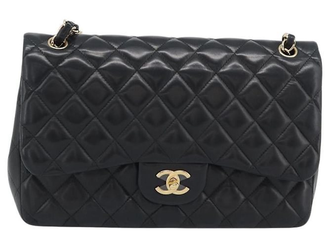 Borsa a tracolla CHANEL Matelasse 30 in pelle d'agnello con catena, oro e nero, CC Auth 194866SM D'oro - vista 13