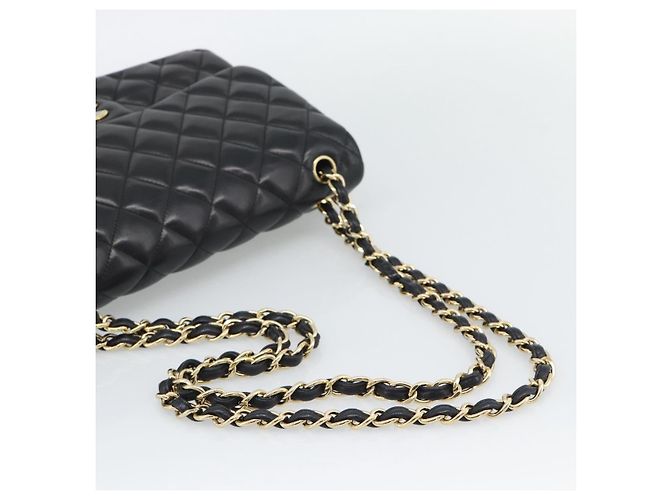Borsa a tracolla CHANEL Matelasse 30 in pelle d'agnello con catena, oro e nero, CC Auth 194866SM D'oro - vista 7
