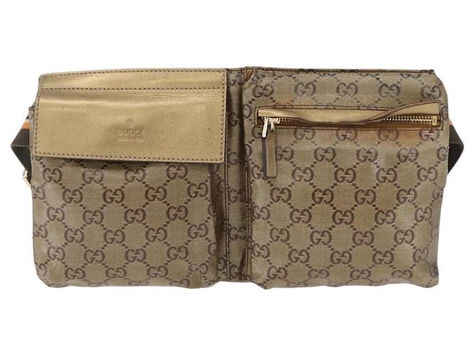 Borsa a vita GUCCI GG Crystal Coated Canvas Gold 28566 Auth 194223 - vista 13