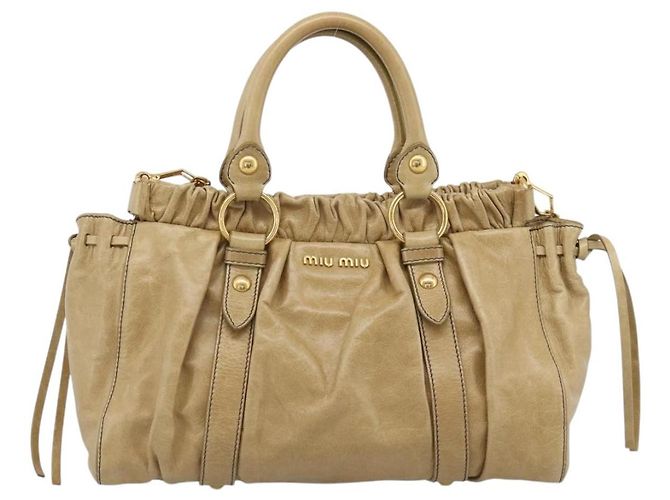 Borsa a mano Miu Miu in pelle 2way Beige Gold Auth 194762M D'oro - vista 13