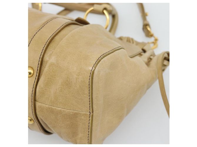 Borsa a mano Miu Miu in pelle 2way Beige Gold Auth 194762M D'oro - vista 15
