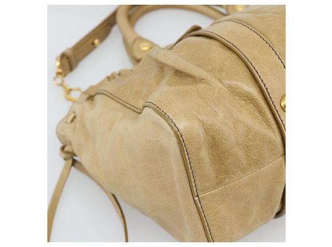 Borsa a mano Miu Miu in pelle 2way Beige Gold Auth 194762M D'oro - vista 18