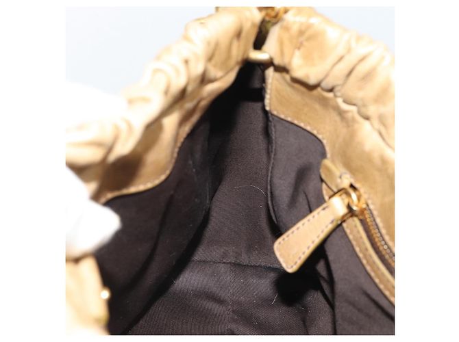 Borsa a mano Miu Miu in pelle 2way Beige Gold Auth 194762M D'oro - vista 22