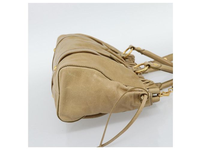 Borsa a mano Miu Miu in pelle 2way Beige Gold Auth 194762M D'oro - vista 4