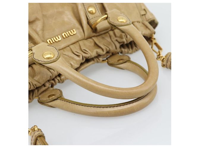 Borsa a mano Miu Miu in pelle 2way Beige Gold Auth 194762M D'oro - vista 7