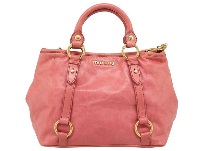 Borsa a mano Miu Miu in pelle 2way Pink Gold Auth 194741V Rosa D'oro - vista 13
