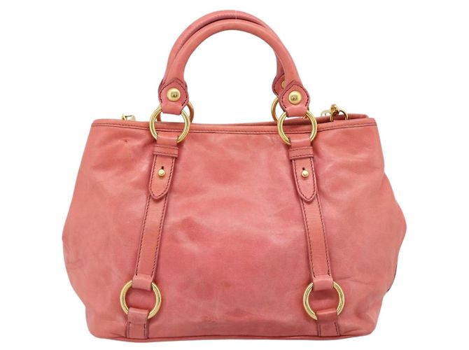 Borsa a mano Miu Miu in pelle 2way Pink Gold Auth 194741V Rosa D'oro - vista 2