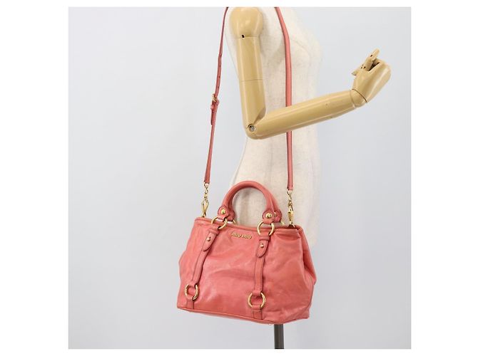 Borsa a mano Miu Miu in pelle 2way Pink Gold Auth 194741V Rosa D'oro - vista 25