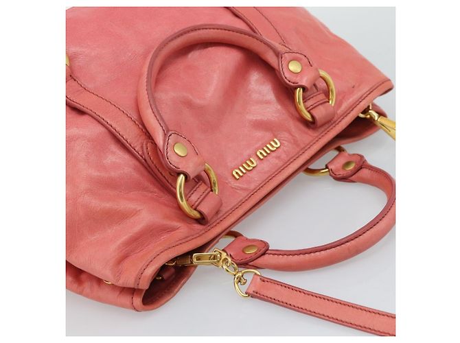 Borsa a mano Miu Miu in pelle 2way Pink Gold Auth 194741V Rosa D'oro - vista 6
