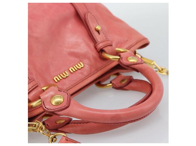 Borsa a mano Miu Miu in pelle 2way Pink Gold Auth 194741V Rosa D'oro - vista 7