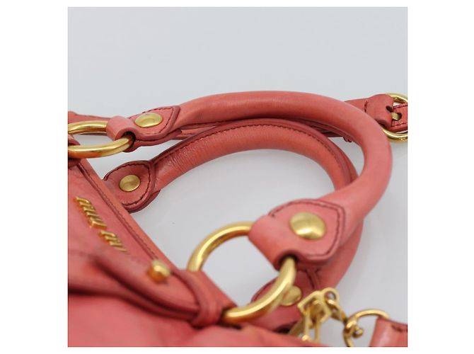 Borsa a mano Miu Miu in pelle 2way Pink Gold Auth 194741V Rosa D'oro - vista 8