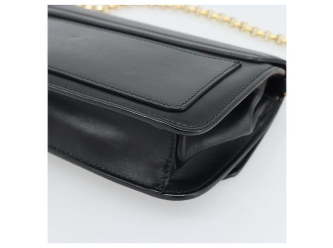 Chloé Borsa a tracolla con catena Chloe in pelle nera e oro Auth gh2335A Nero - vista 15