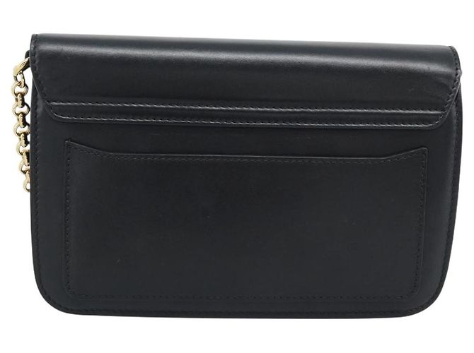 Chloé Borsa a tracolla con catena Chloe in pelle nera e oro Auth gh2335A Nero - vista 2